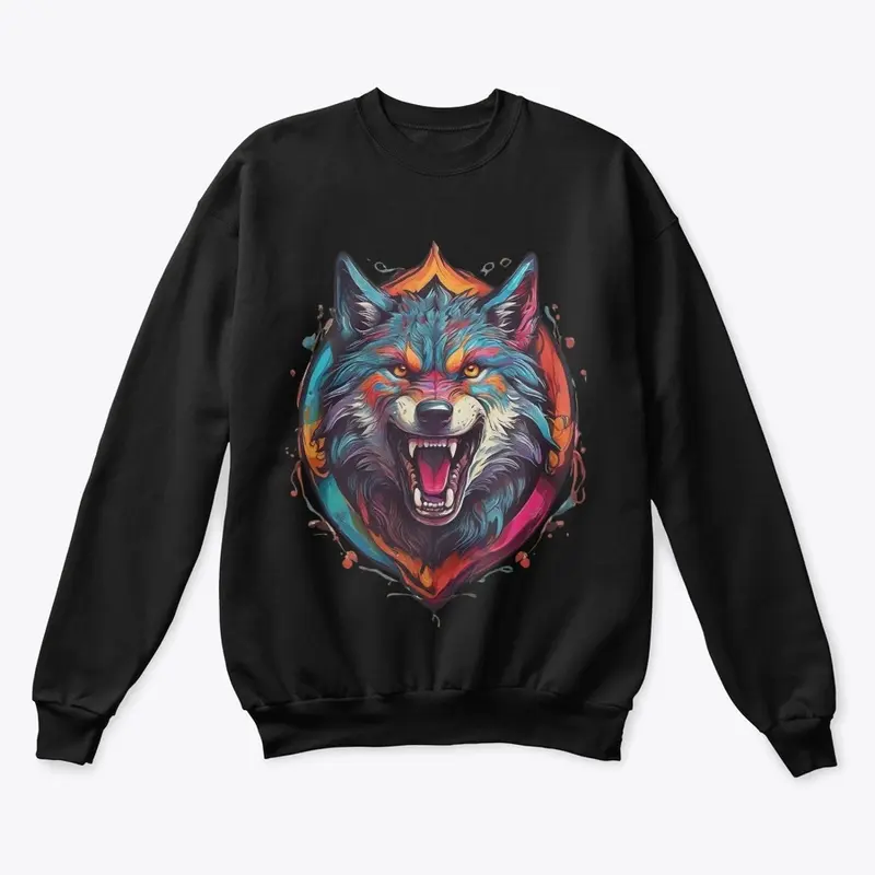 Colorful Wolf with teeth T-shirt