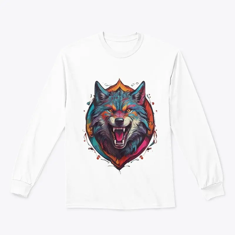 Colorful Wolf with teeth T-shirt