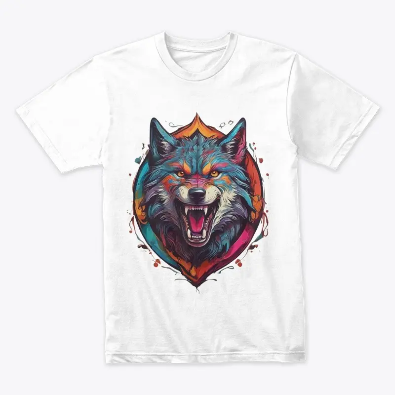 Colorful Wolf with teeth T-shirt