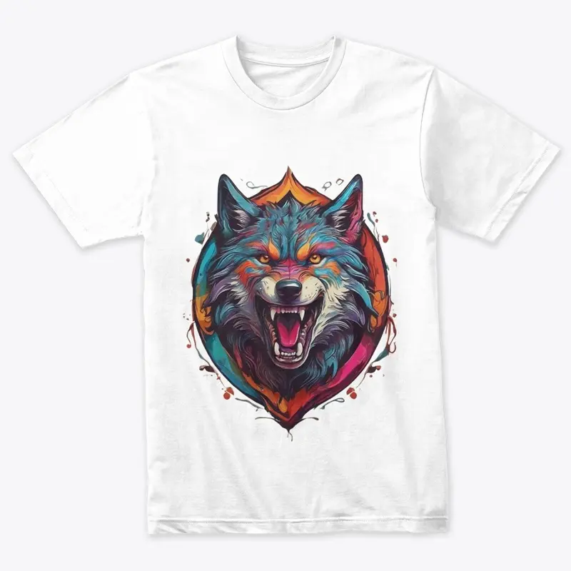 Colorful Wolf with teeth T-shirt