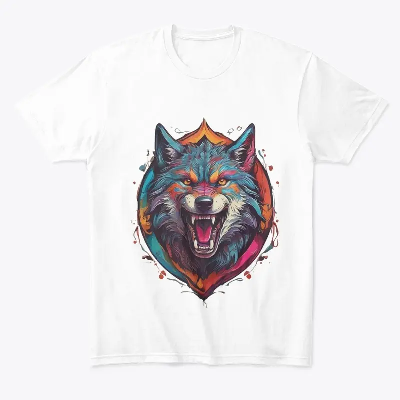 Colorful Wolf with teeth T-shirt